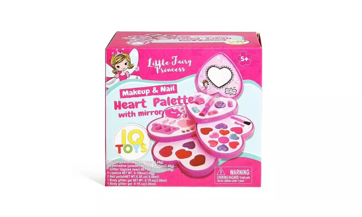 Little Fairy Princess Washable Makeup And Nail Heart Palette With Mirror  - Second Medium