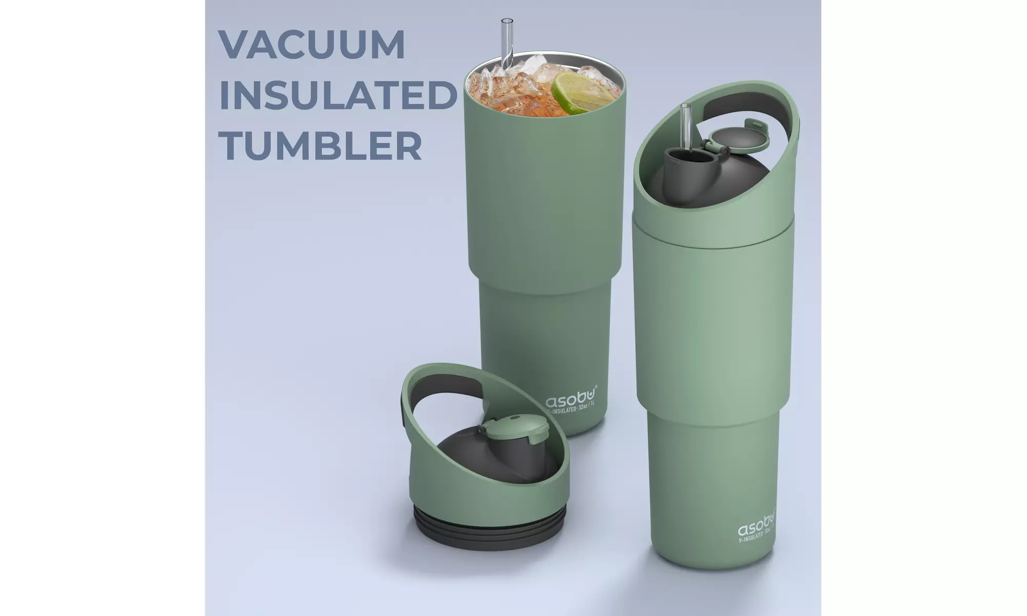 Asobu Cosmic Dual Spout Insulated 32oz Water Bottle Tumbler With Straw