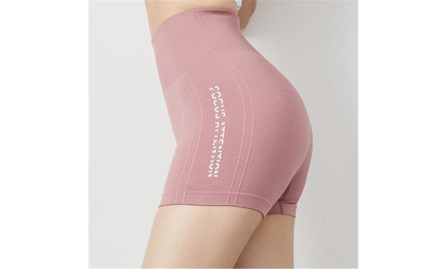 Image 7: Skinny Slim Yoga Shorts Women's Fitness High Waist Hip Elastic Running Pants