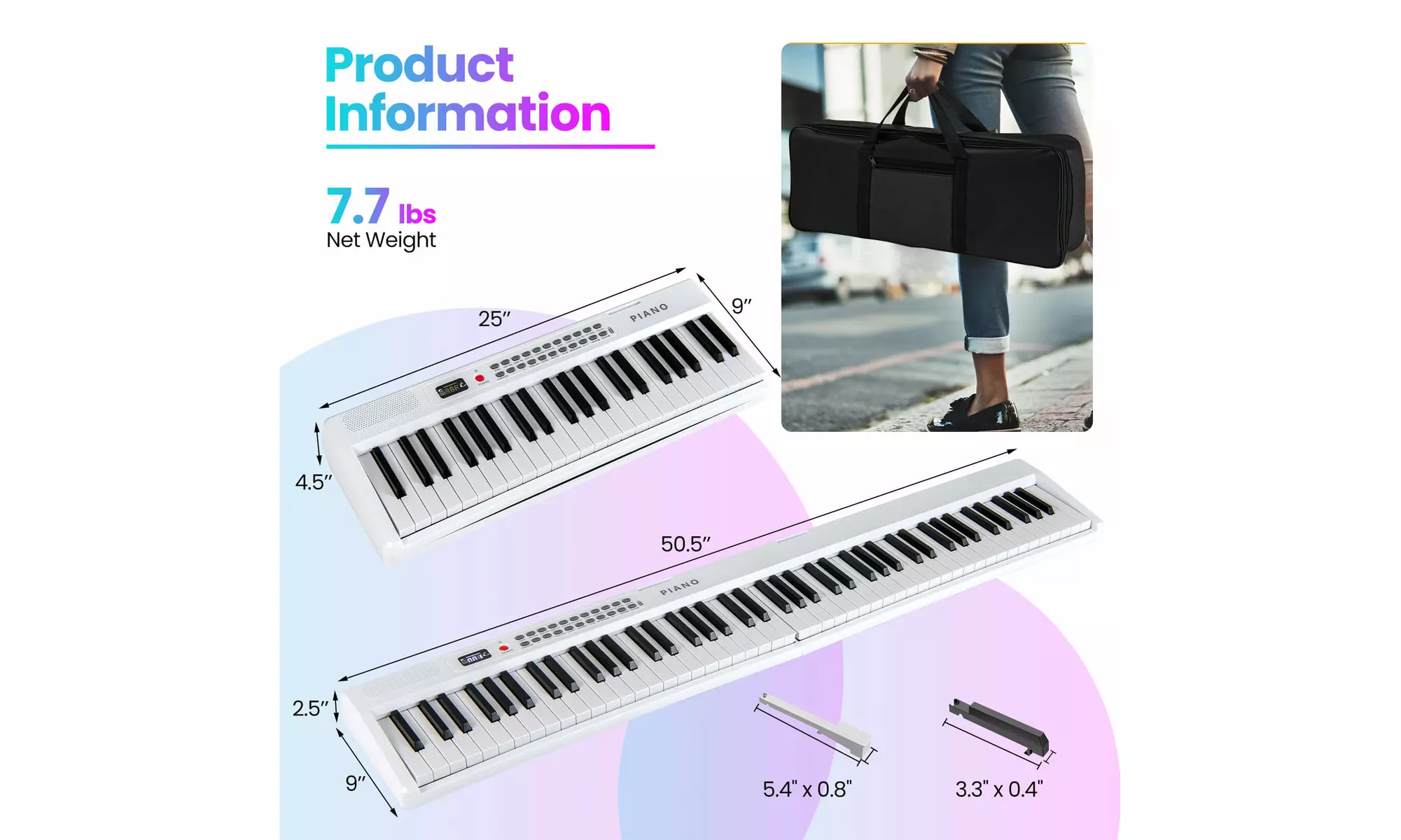 Costway 88 Key Folding Piano Keyboard with Wireless MIDI Dual Speakers