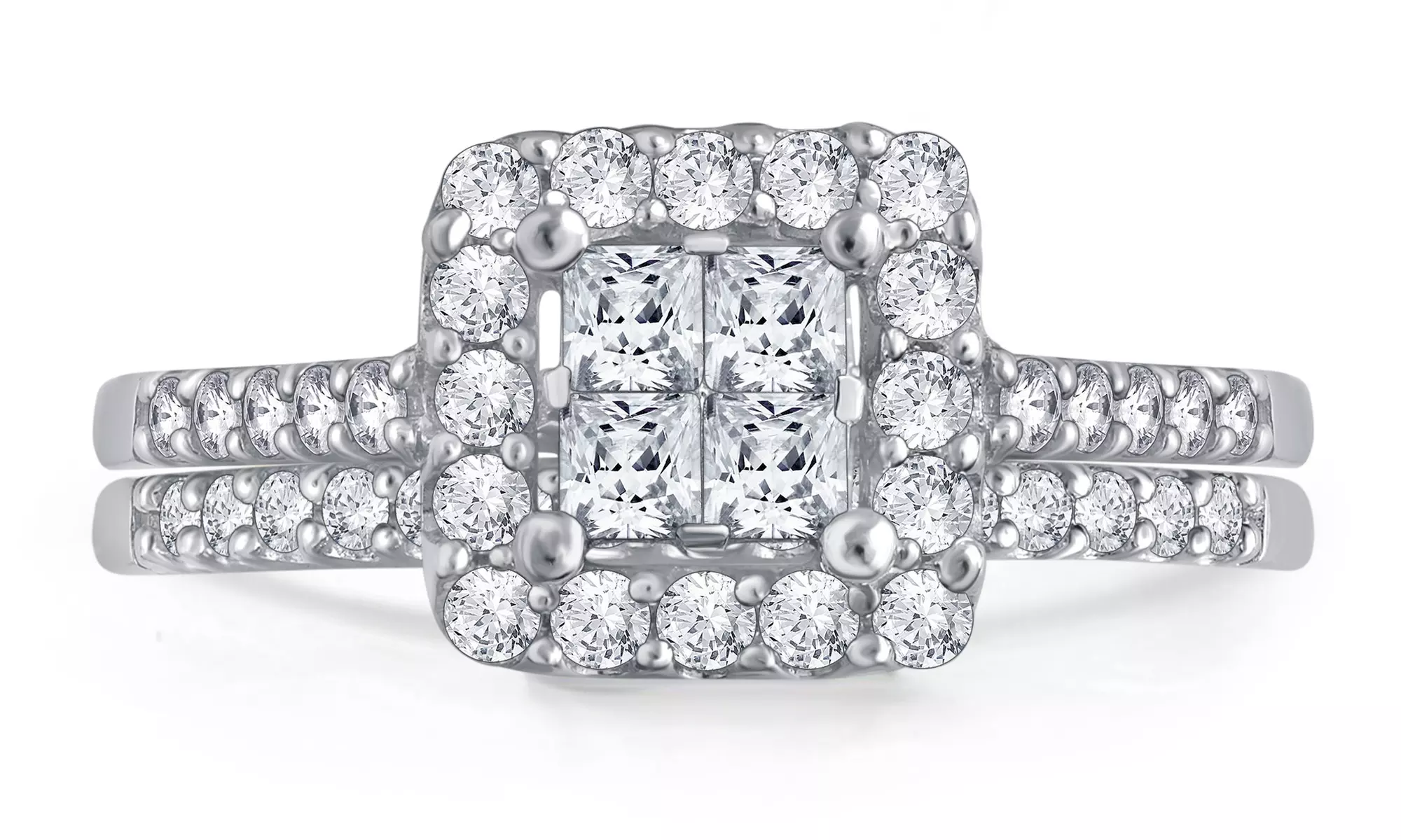 1.00 Cttw Princess Diamond Bridal Set in 10K White Gold by Brilliant Diamond - Primary Image