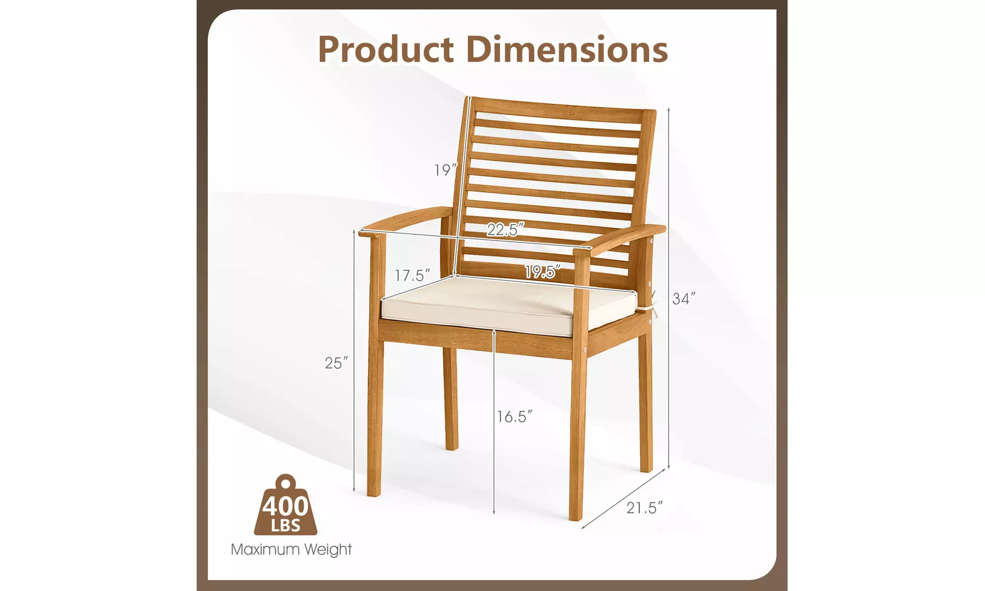 Two or Four Costway Patio Dining Chairs with Removable Padded Cushions