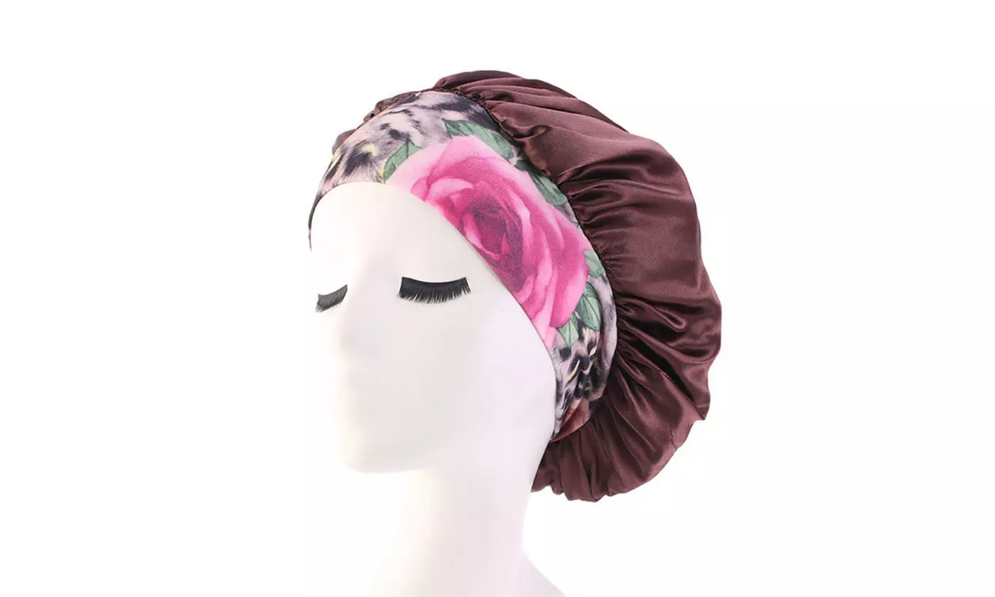 Women Satin Headscarf Sleeping Bonnet Hair Wrap Cap Hat Headband - Second Medium