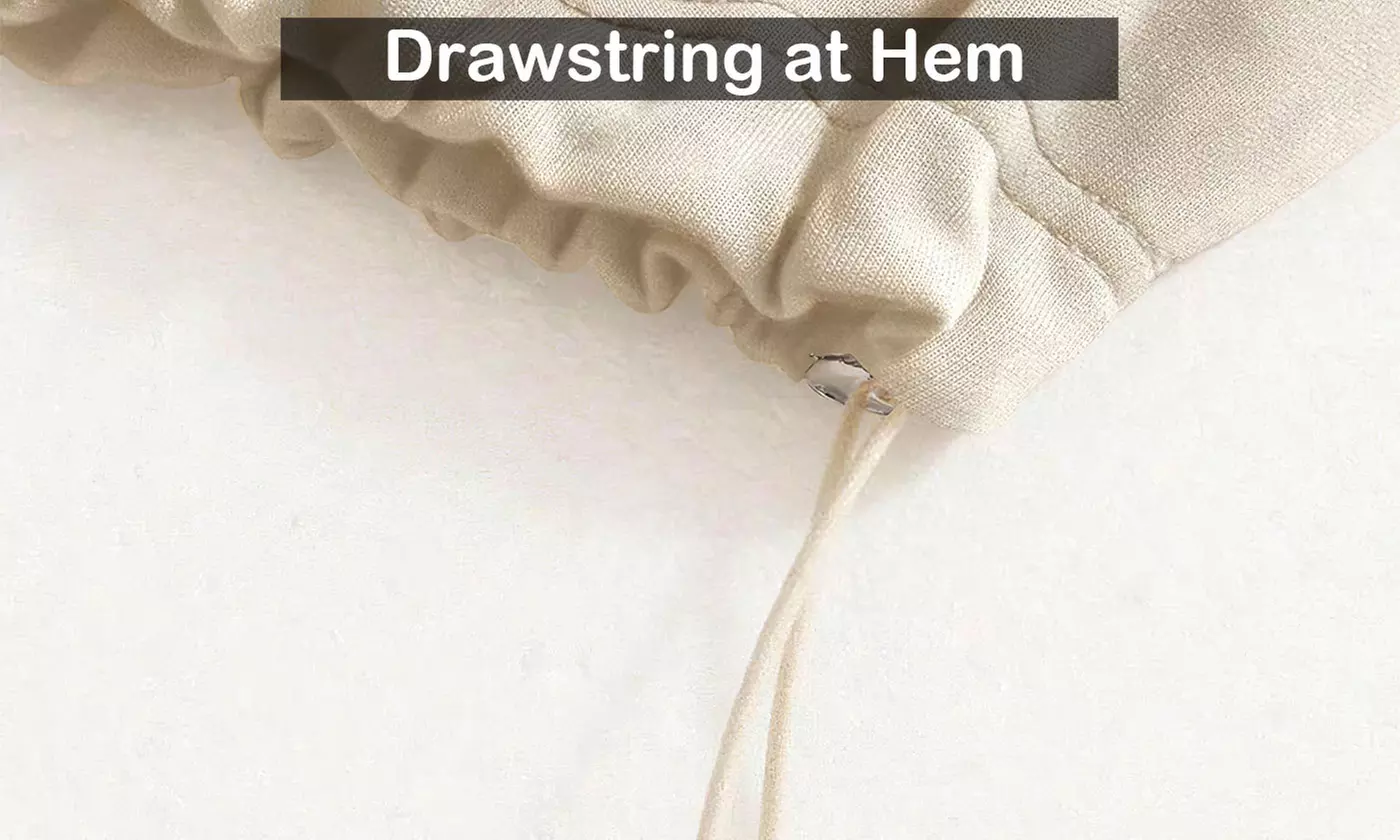 Women's Half Zip Lapel Sweatshirt Long Sleeve Crop Pullover Top Drawstring Hem