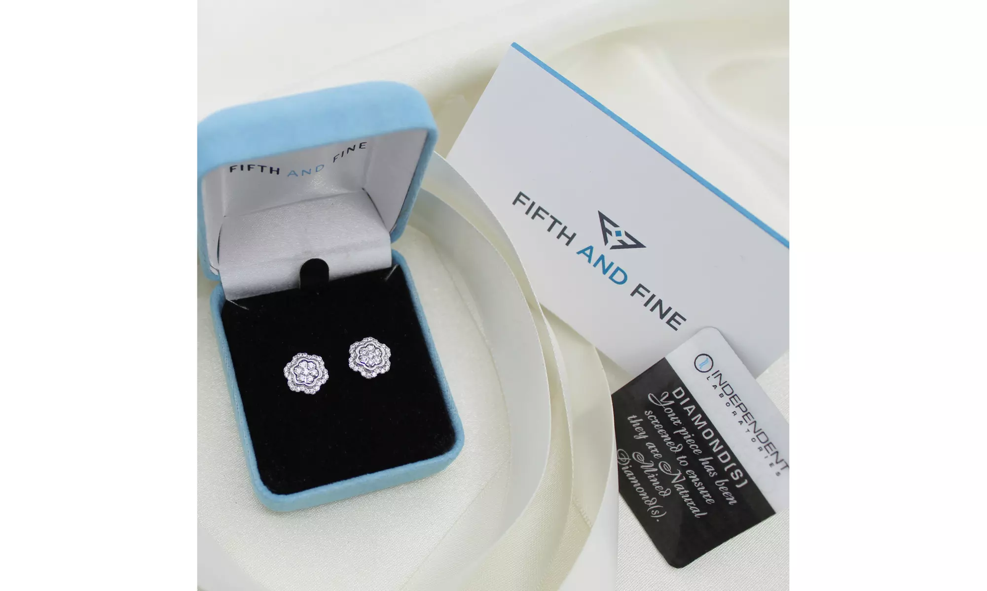 1/2CTTW Diamond Floral Cluster Stud Earring in Sterling Silver by Fifth and Fine - Primary Image