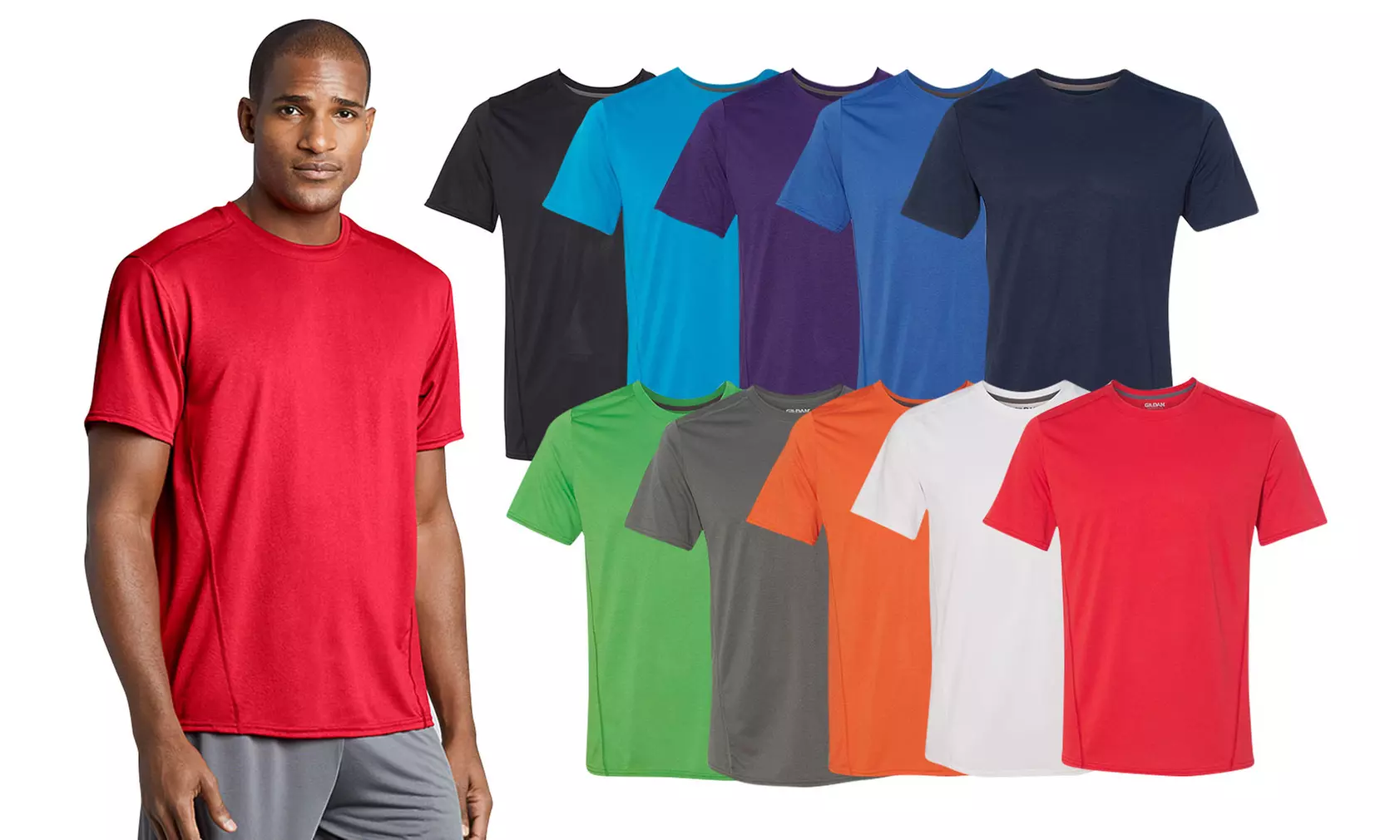 6-Pack Men's Assorted Gildan Moisture Wicking Performance Tech T-Shirt (XS-3XL) - Primary Image
