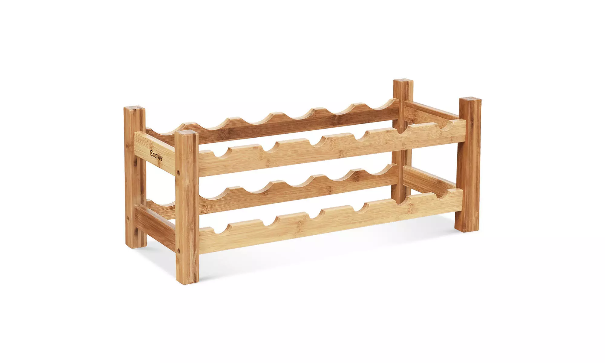 2-Tier 12 Bottles Bamboo Wine Rack Display Storage Shelf Holder Home Kitchen - Primary Image