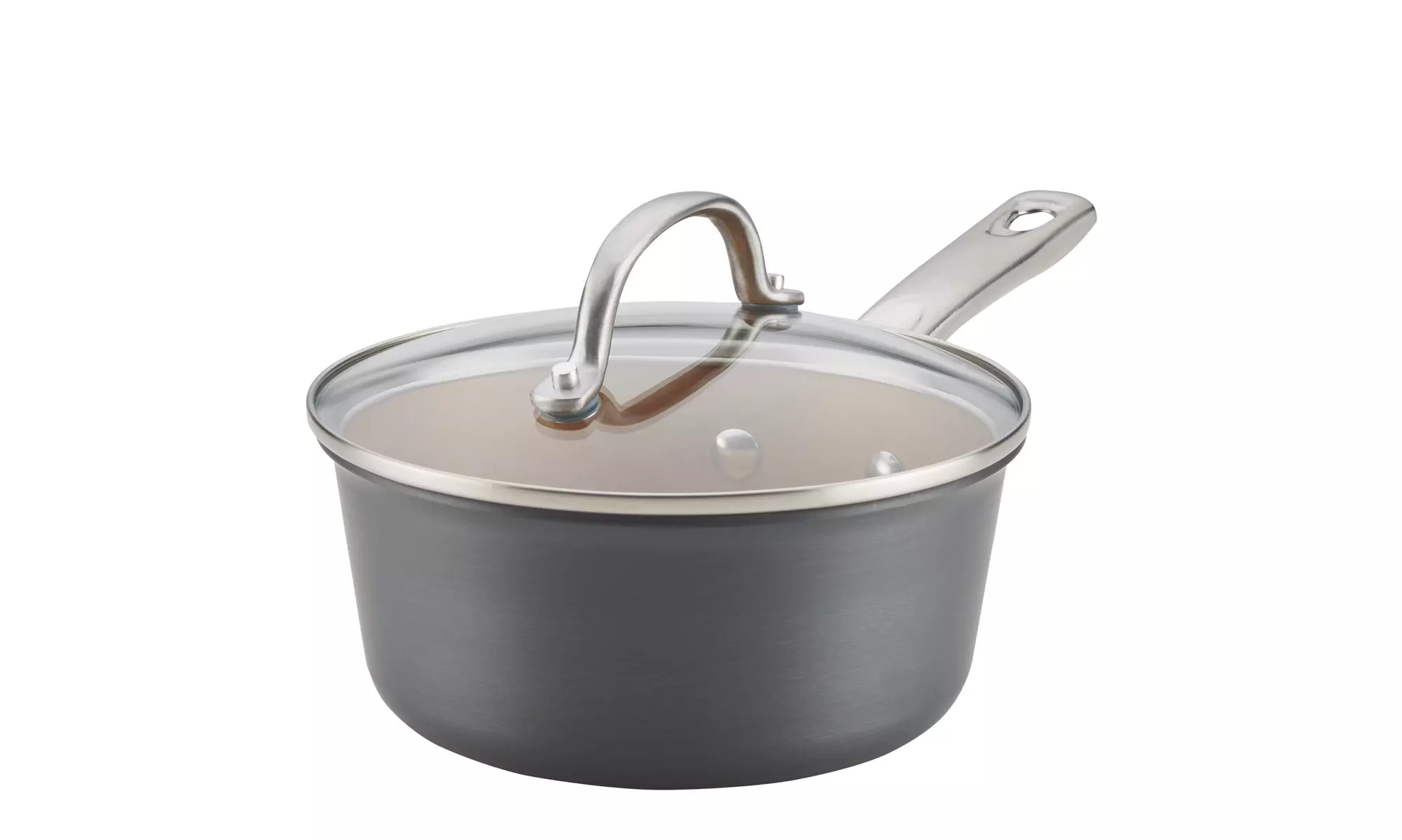 Ayesha Home Collection Hard-Anodized Nonstick Covered Saucepan 2qt Gray - Primary Image