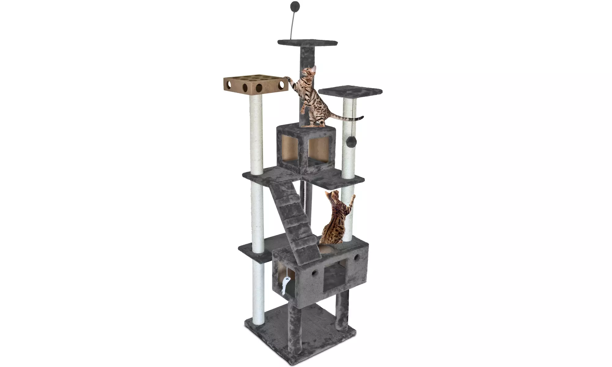 FurHaven Cat Furniture Double-Decker or Skyscraper Cat Tree Playground - Second Medium