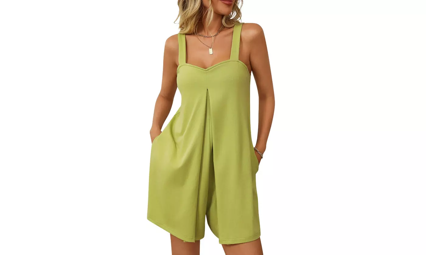 Womens Summer Sleeveless  Jumpsuits Outfits Short Rompers Overall with Pockets