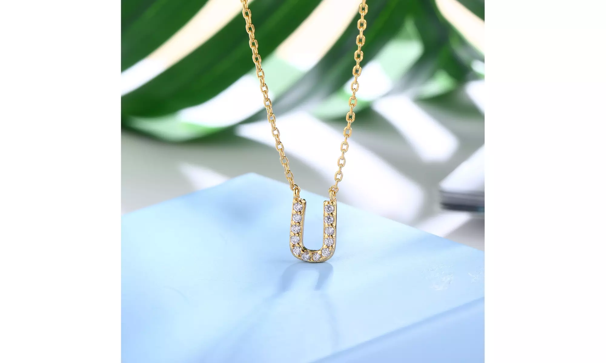 18K Gold Plated cz Initial Necklace