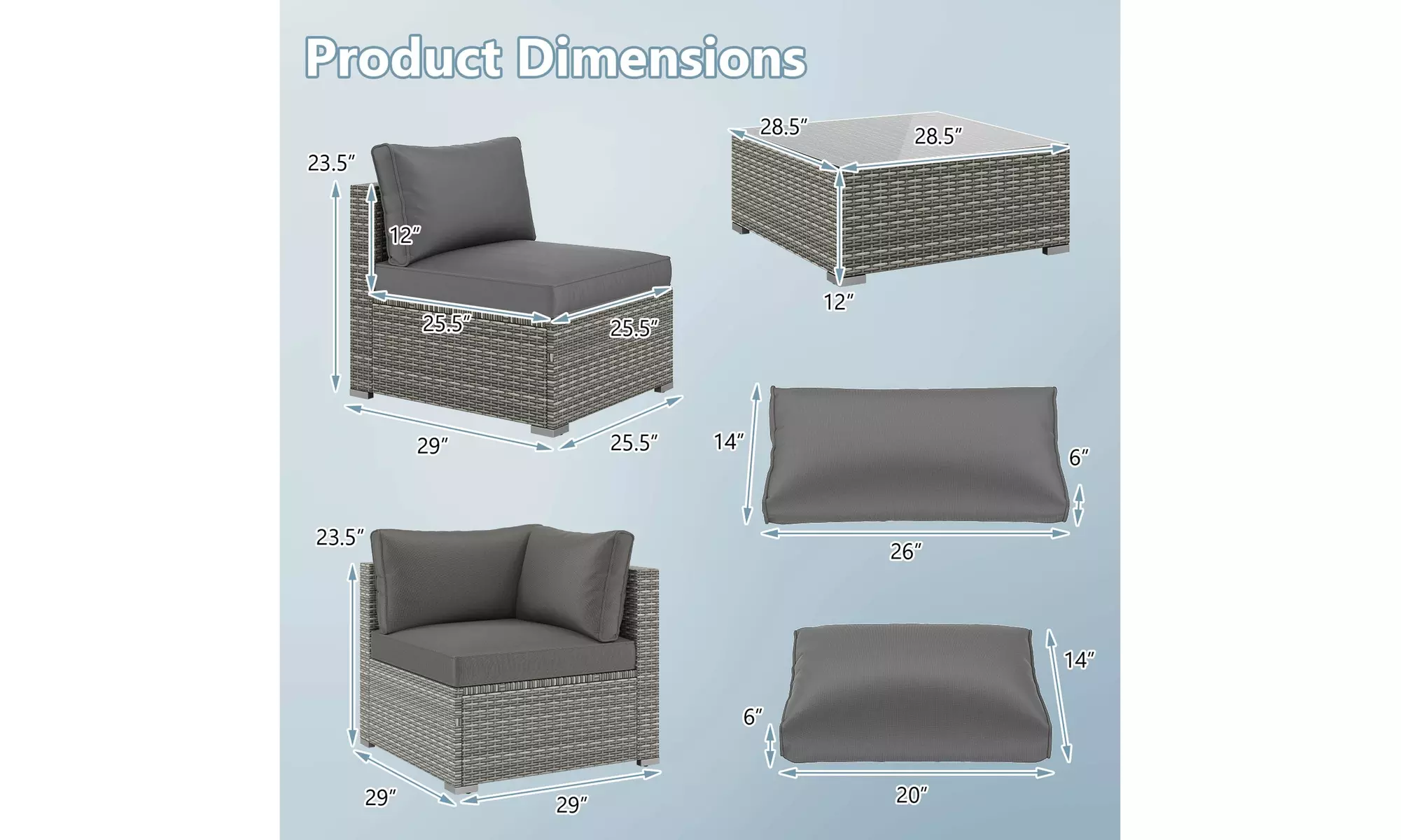Costway Outdoor Patio Sectional Sofa Couch PE Rattan Conversation Set