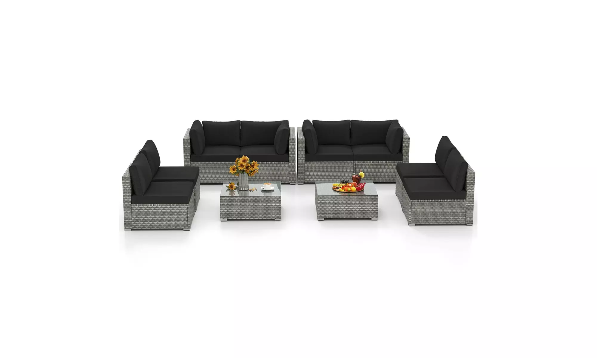 Costway Outdoor Patio Sectional Sofa Couch PE Rattan Conversation Set