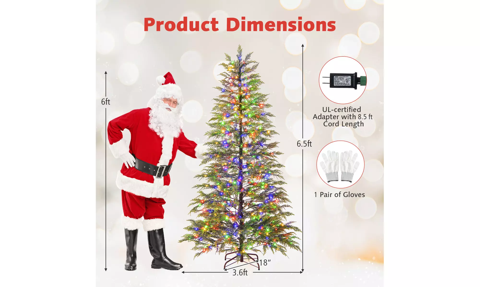 Costway Pre-Lit Artificial Christmas Tree with Branch Tips | Warm White LED Lights | Easy Setup & Home Decor