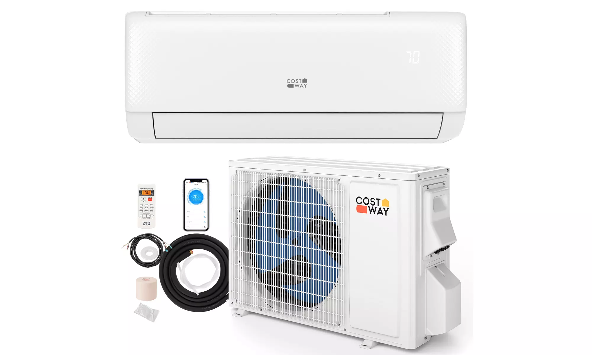 Costway Wifi Enabled Mini Split AC 20.5/22 SEER2 115V Inverter Air Conditioner
