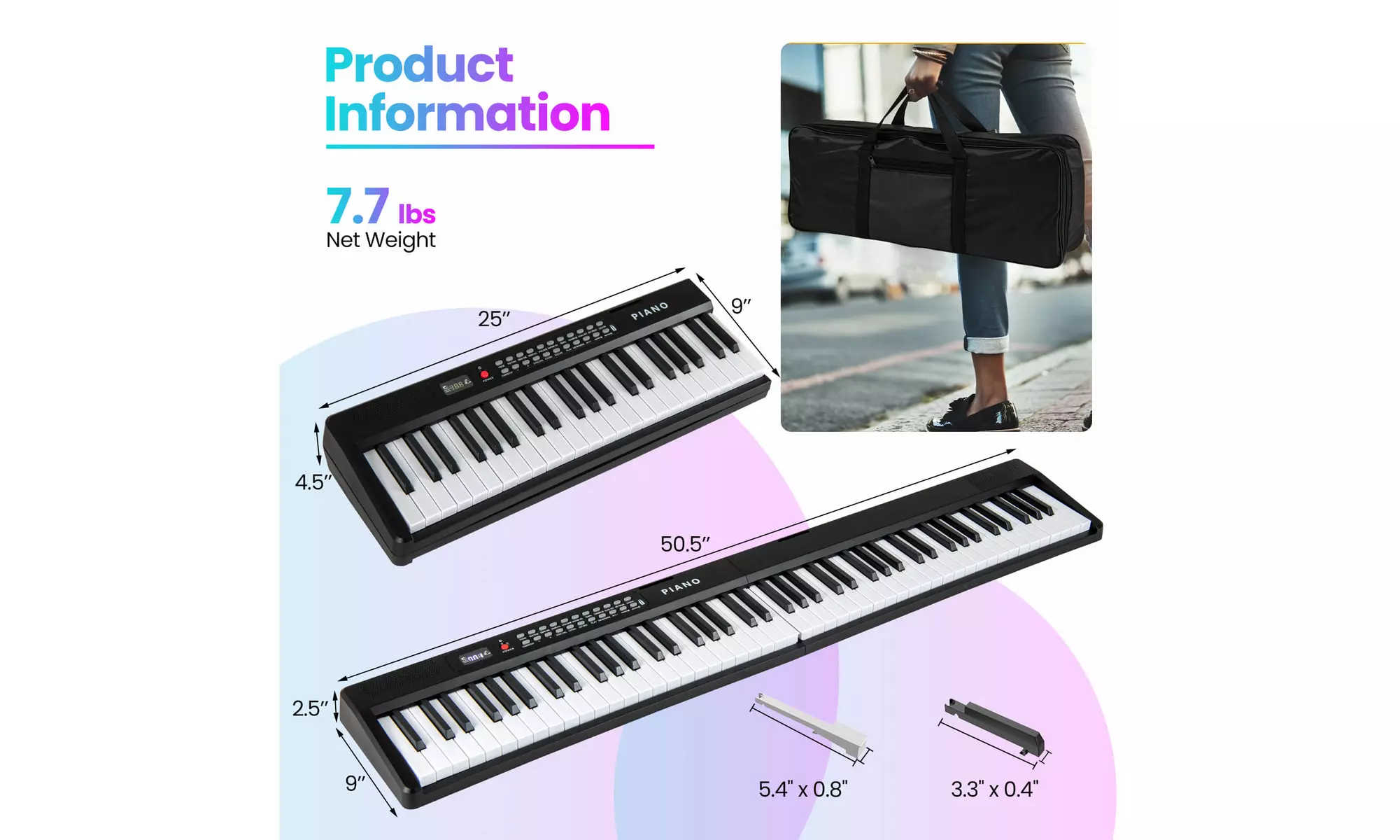 Costway 88 Key Folding Piano Keyboard with Wireless MIDI Dual Speakers