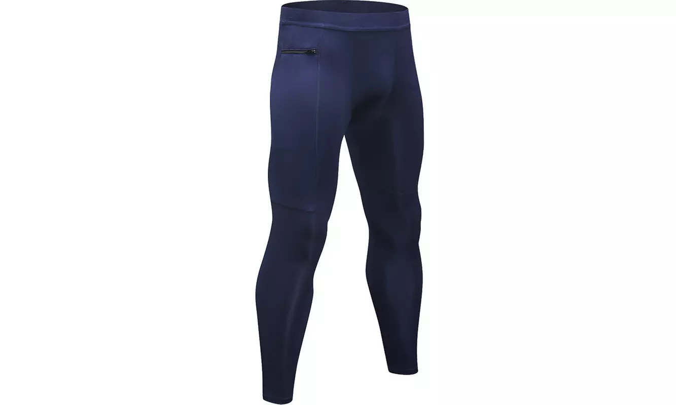 Men's Compression Pants Workout Athletic Leggings Running Gym Tights with Pocket