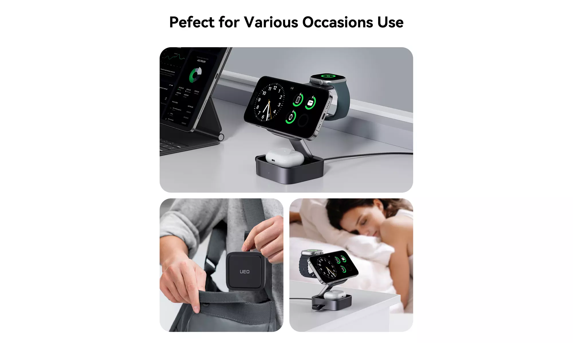 Waloo 3-in-1 Wireless Charging Stations for iPhone, Apple Watch & AirPods