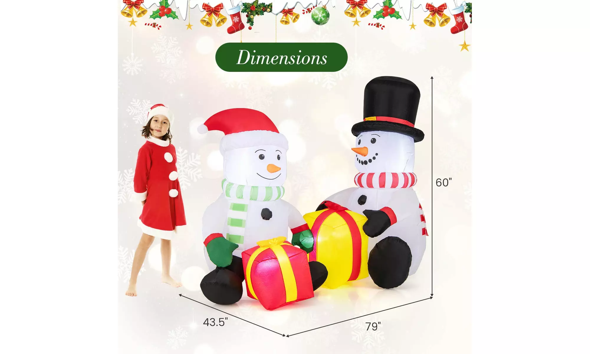 Costway Inflatable Christmas Santa Claus Helicopter Snowman Penguin Lights