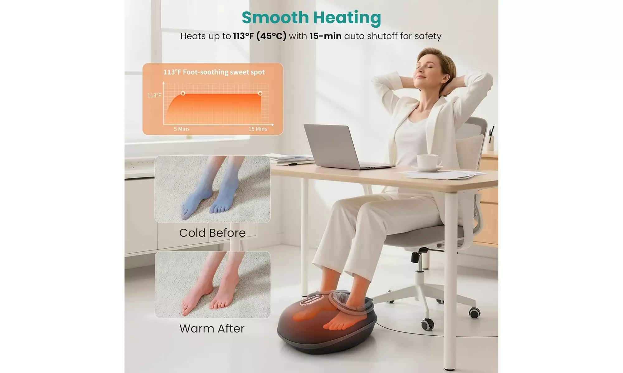 Refurbished Nekteck Shiatsu Foot Massager with Heat and Air Compression Grey