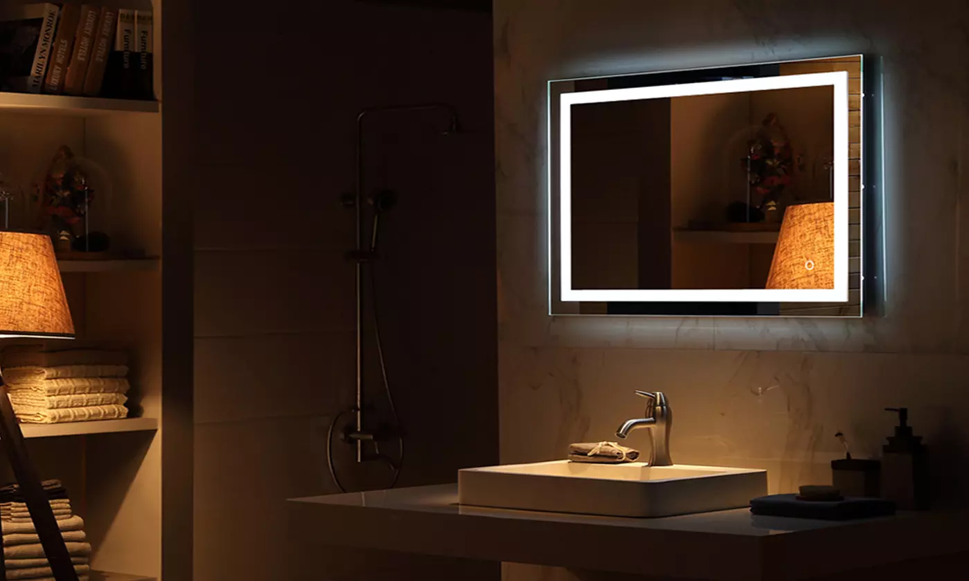 Sensor Controlled Bathroom LED Light Makeup Mirror Multi Sizes - Primary Image