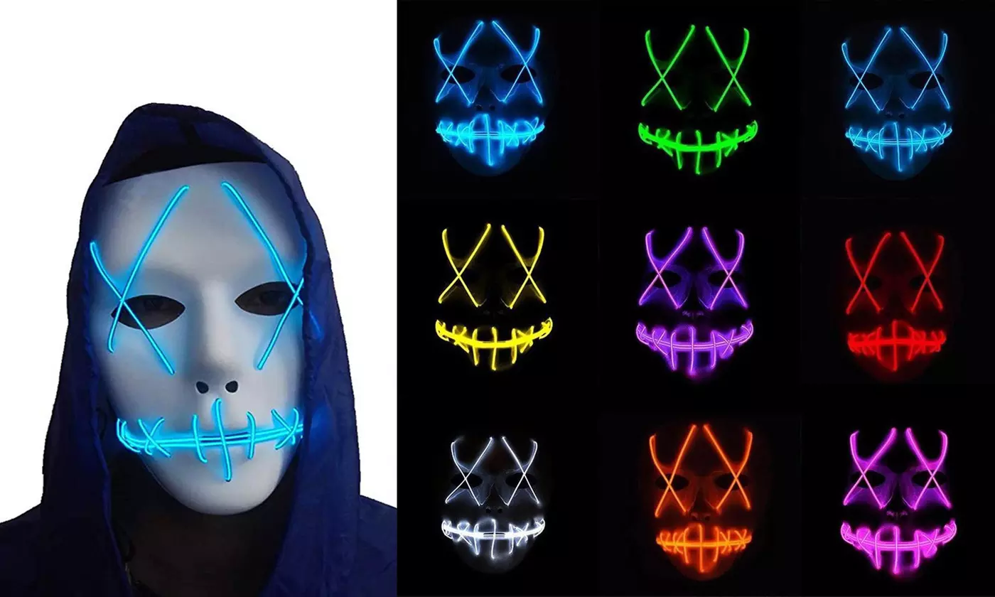 Halloween EL Wire Lighted Cosplay Mask Scary Purge Mask - Primary Image