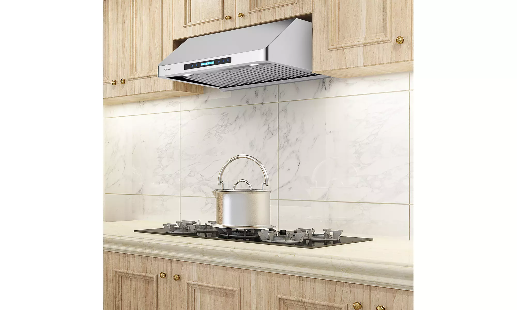 Costway 30''Under-Cabinet Kitchen Range Hood Stainless Steel  4-Speed LED Lights - Primary Image