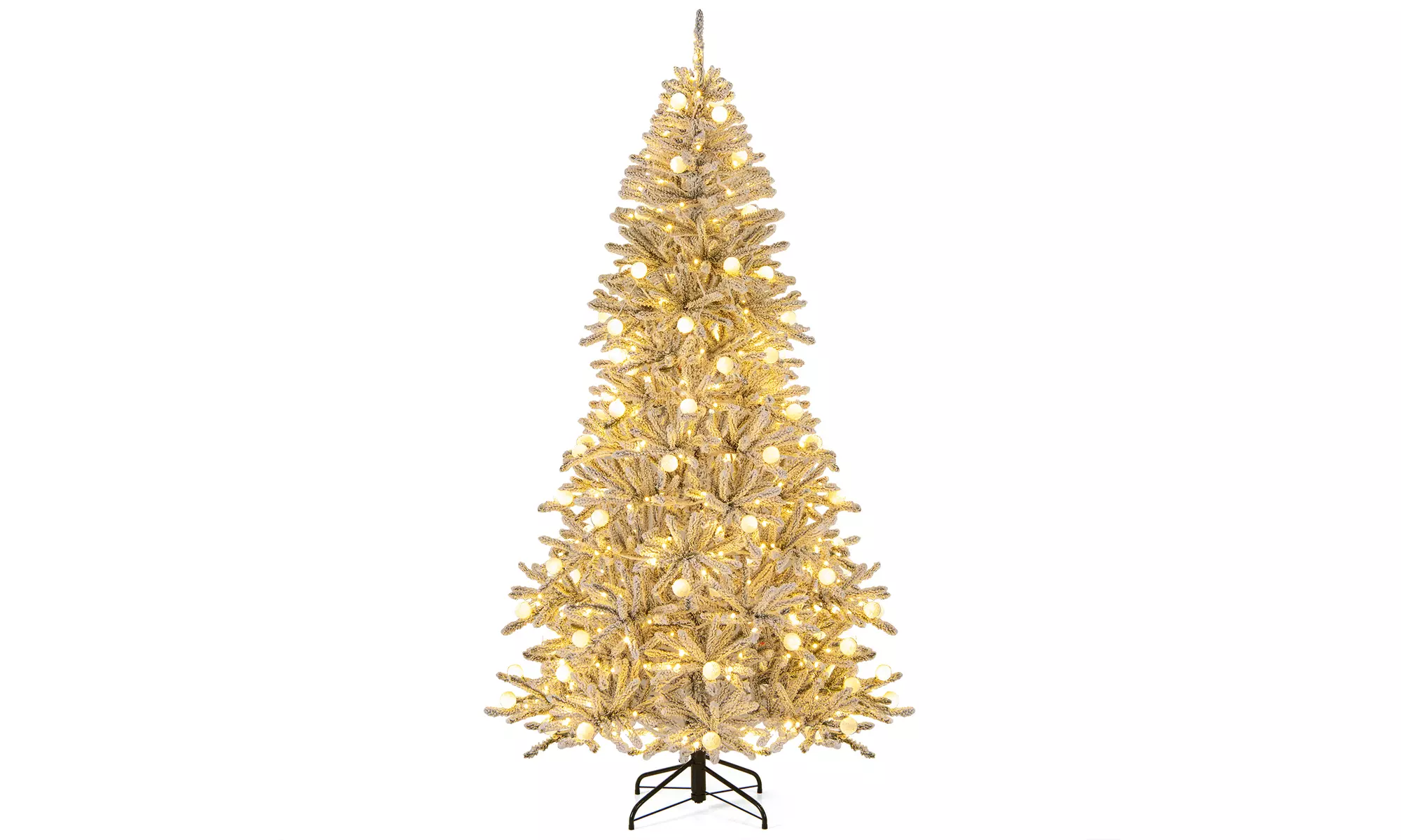 Costway Pre-Lit Artificial Christmas Tree with Branch Tips | Warm White LED Lights | Easy Setup & Home Decor