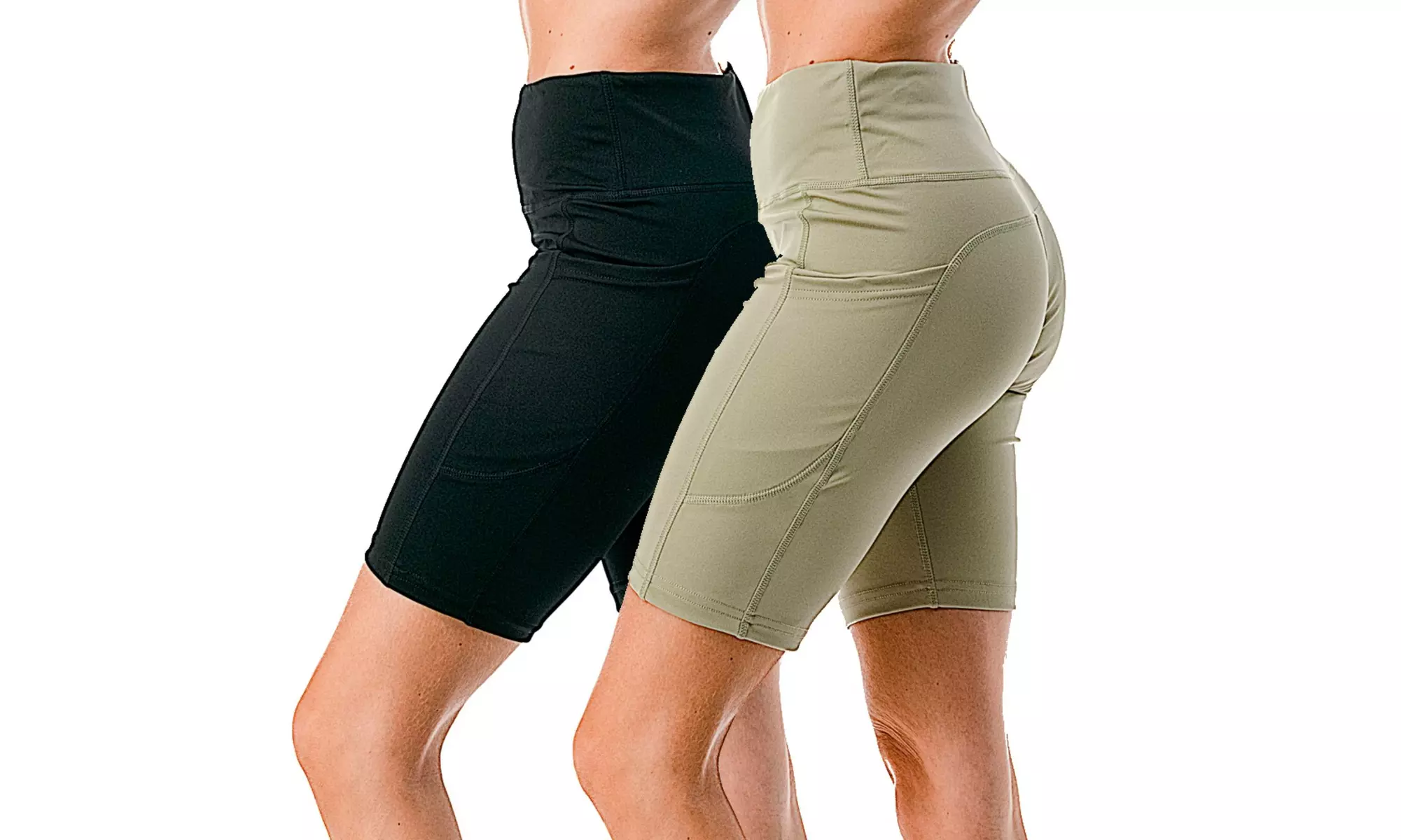 2-Pack Women's Biker Bermuda Shorts High Waisted Tummy Control Leggings 