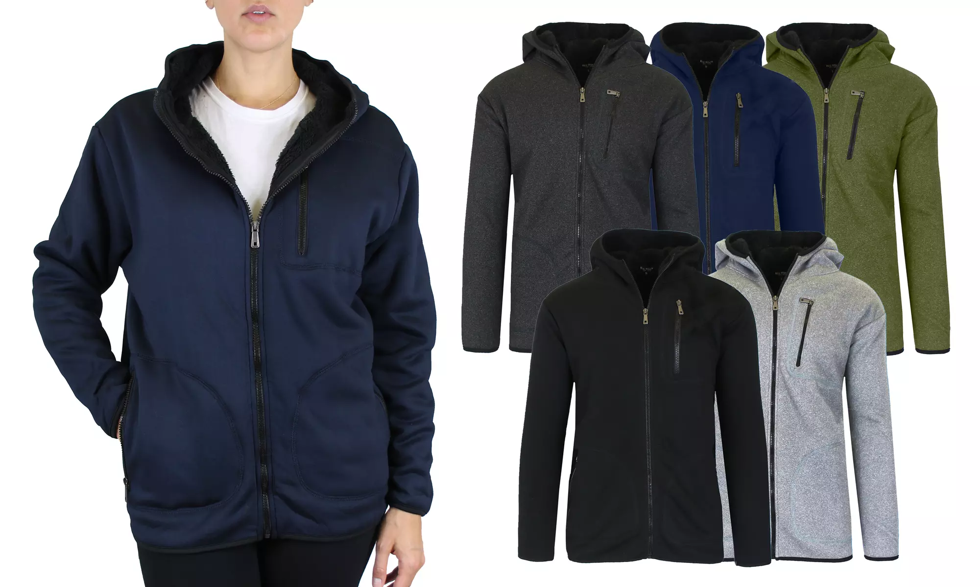 Women's Oversize Loose Fit Tech Sherpa Fleece-Lined Hoodie (Sizes, S-3XL) - Primary Image