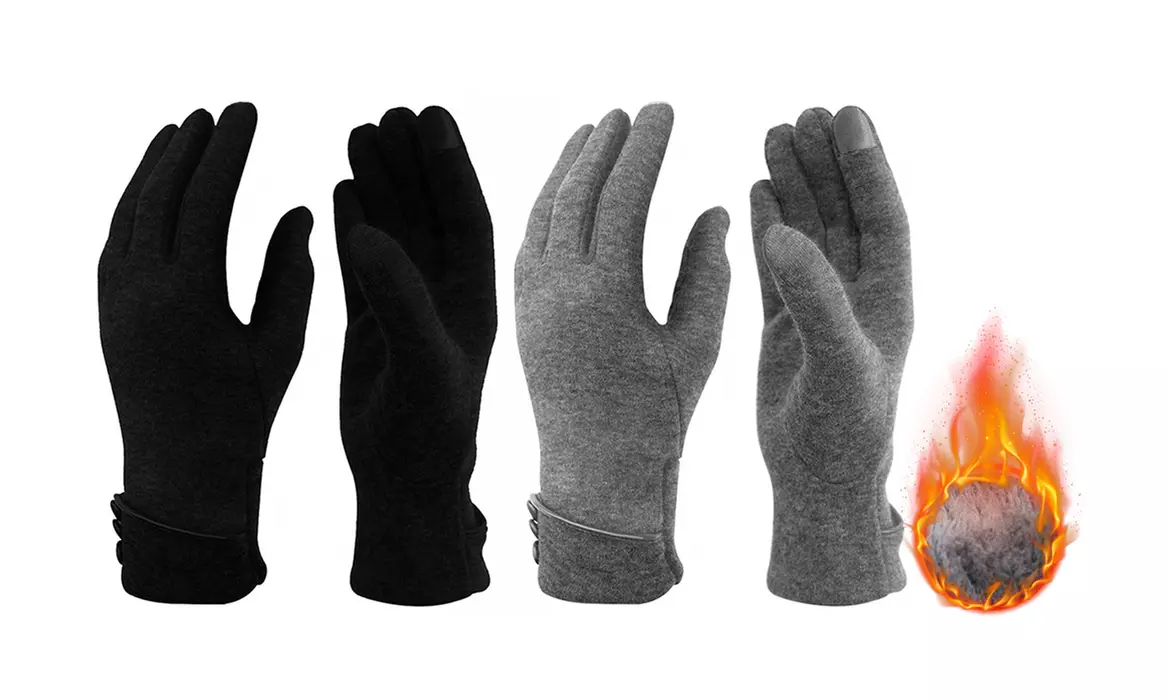 2 Pairs Winter Warm Thick Soft Windproof Touch Screen Fleece Gloves - Primary Image
