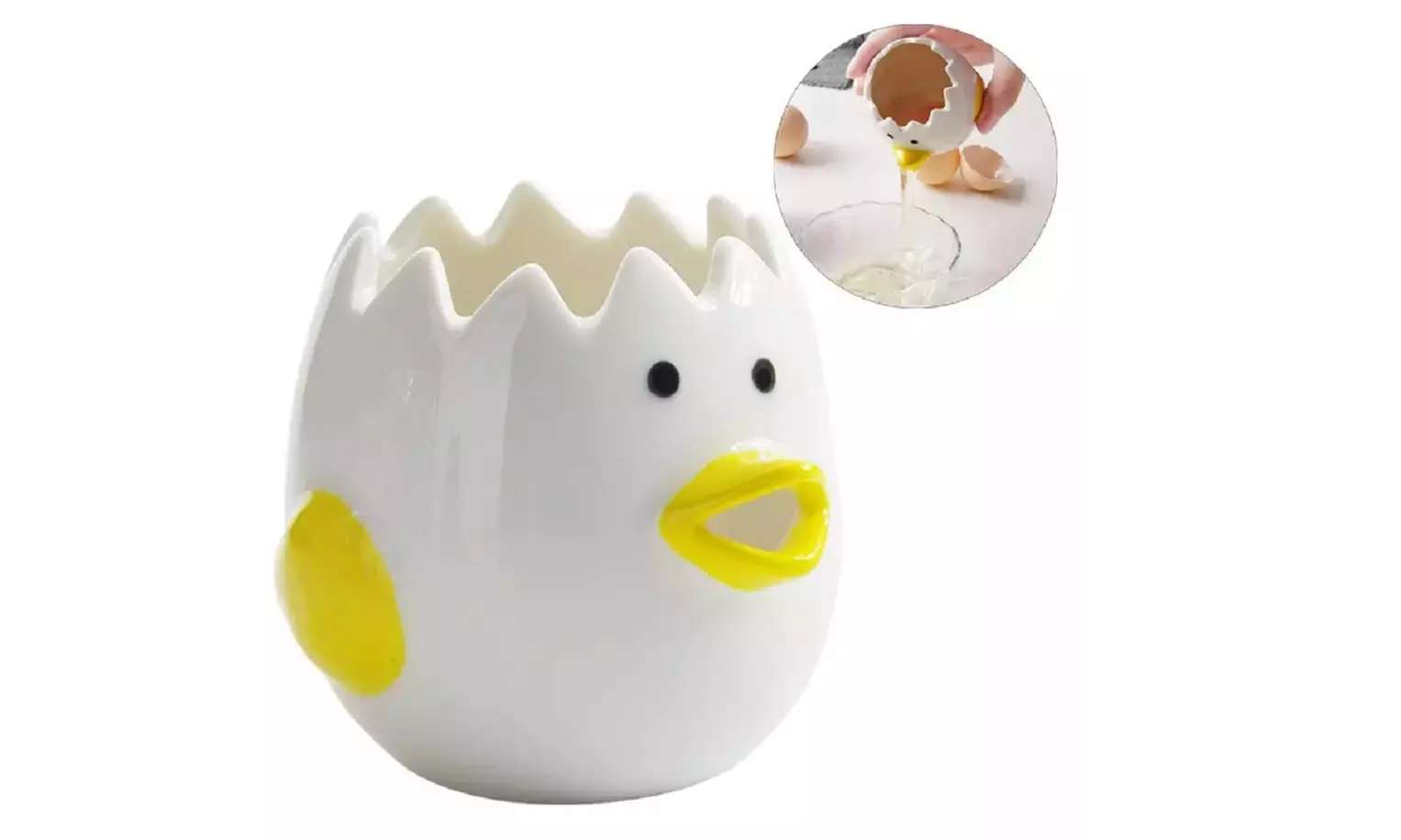 Egg Yolk White Separator Cartoon Chicken Ceramic Egg Yolk White Divider Kitchen - Primary Image