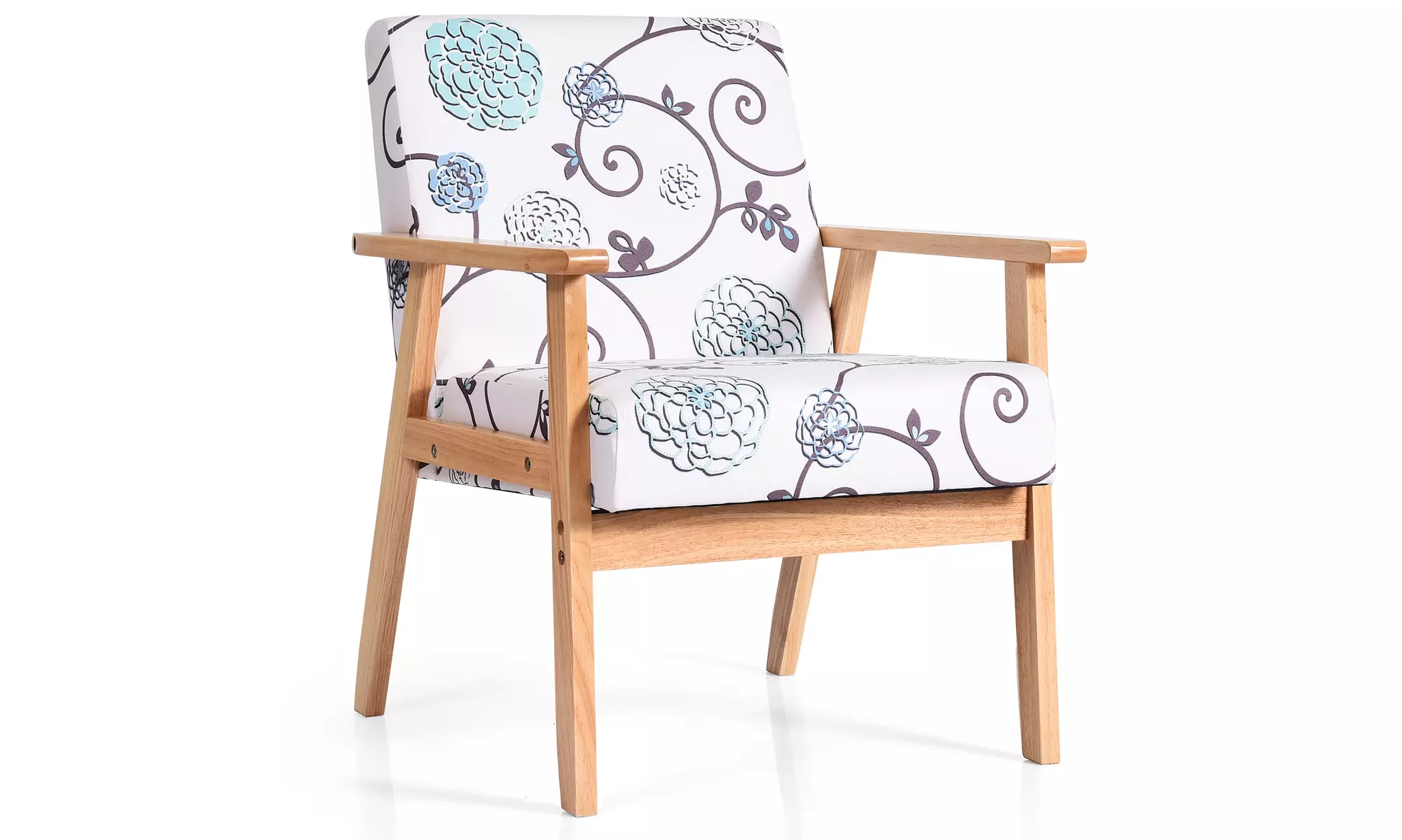 Costway Modern Accent Armchair Fabric Lounge Chair w/Rubber Wood Leg - Primary Image