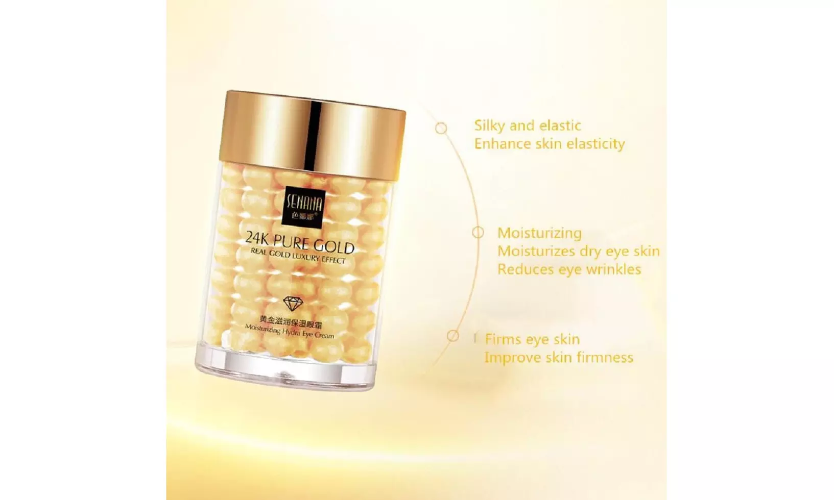24K Gold Eye Cream Reduce Eye Bags , Puffiness Anti Wrinkle , Aging, Dark Circle