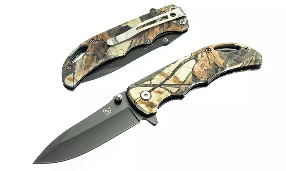 4" Pocket Knife Pocket Clip & Lanyard Hole, Spring Assisted, Drop Point Blade