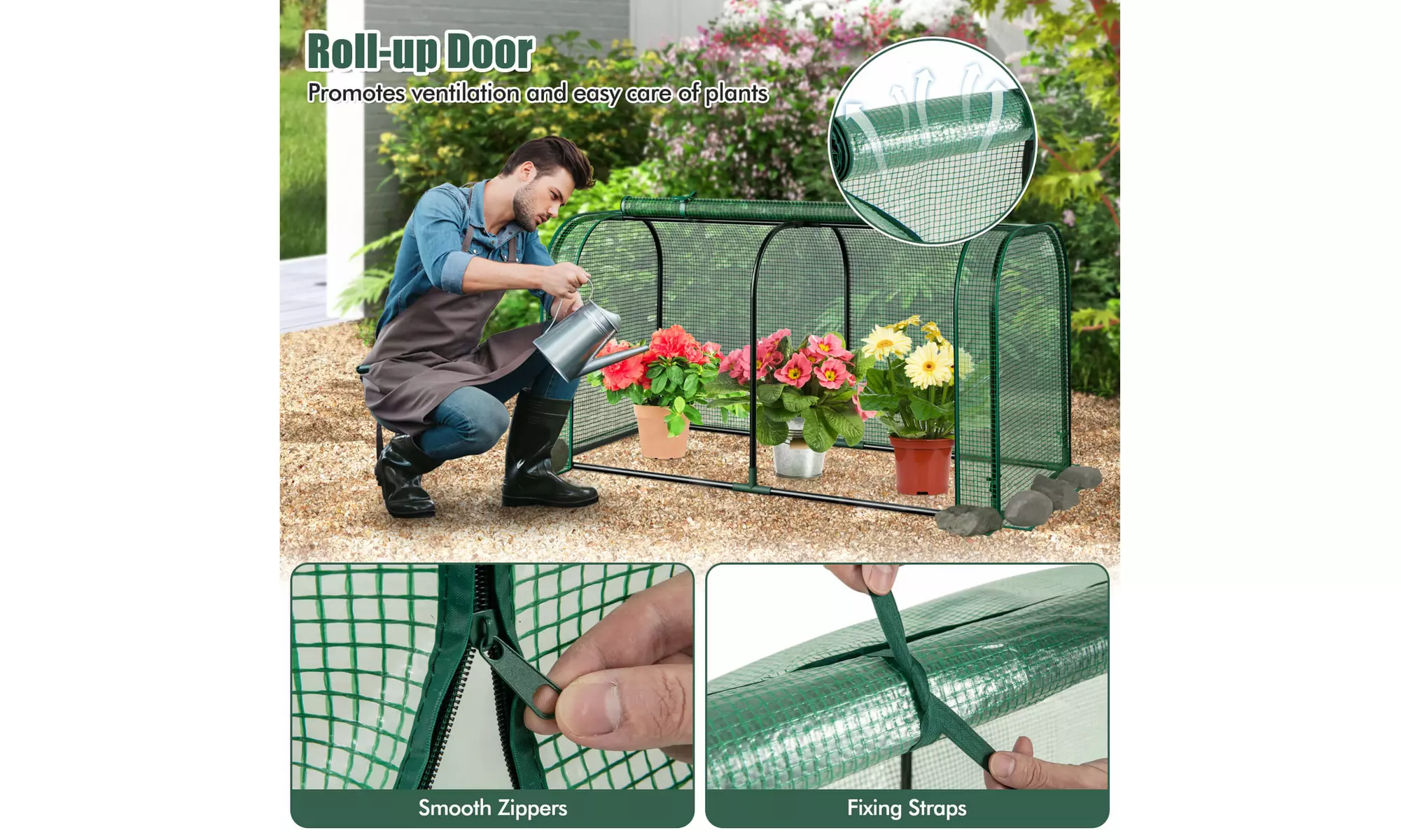 Costway Portable 47 Inch Mini Greenhouse Outdoor Indoor Tunnel Greenhouse