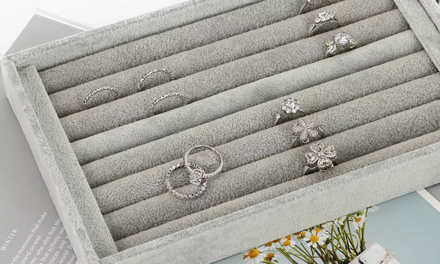 7 Slot Velvet Jewelry Organizer Tray (Multiple Options) 