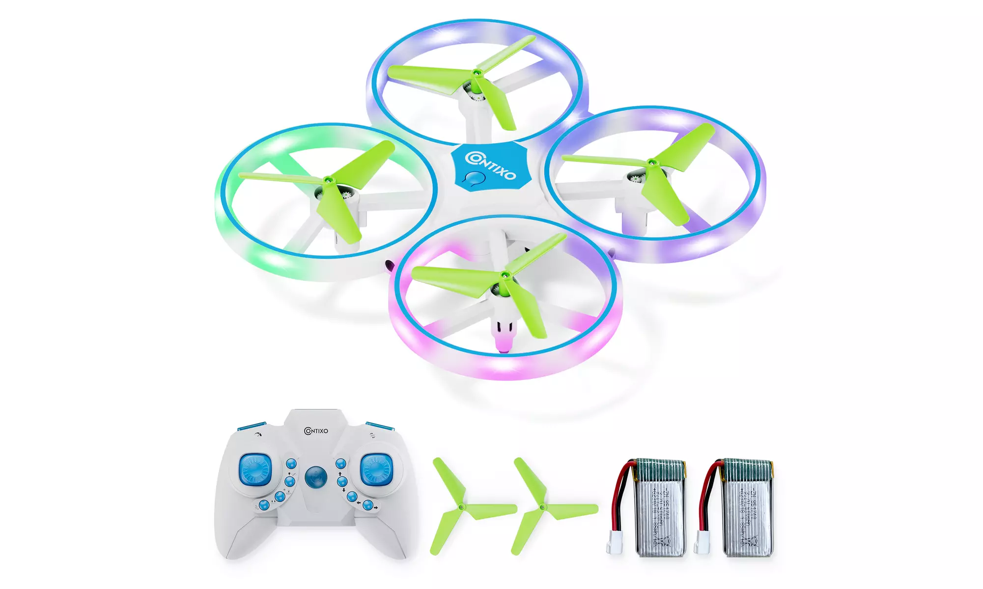 Contixo TD1 Mini Drone for Kids and Beginners, LED Light RC Drone, Dual Battery