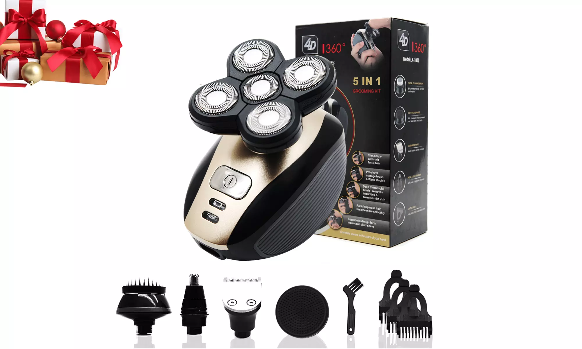 4D 5 in 1 Rotary Shavers Electric Razors Grooming Kit Beard Trimmer Men's Gift  - Primary Image