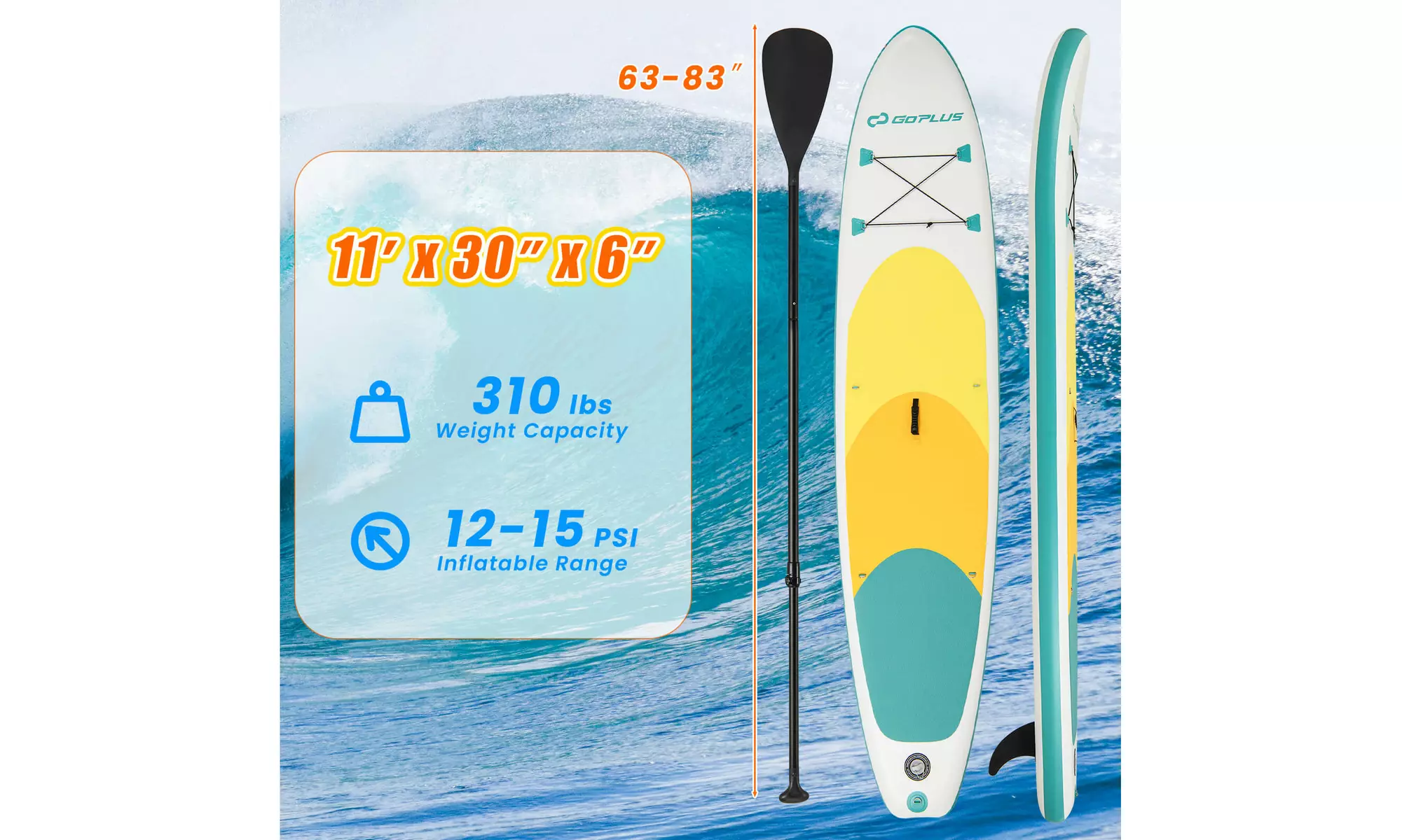 Goplus 11' Inflatable Stand Up Paddle Board whth Accessories Paddle Hand Pump