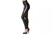 Women's Stretchy Faux Leather Leggings Pants, Sexy Black High Waisted Tights - Second Medium