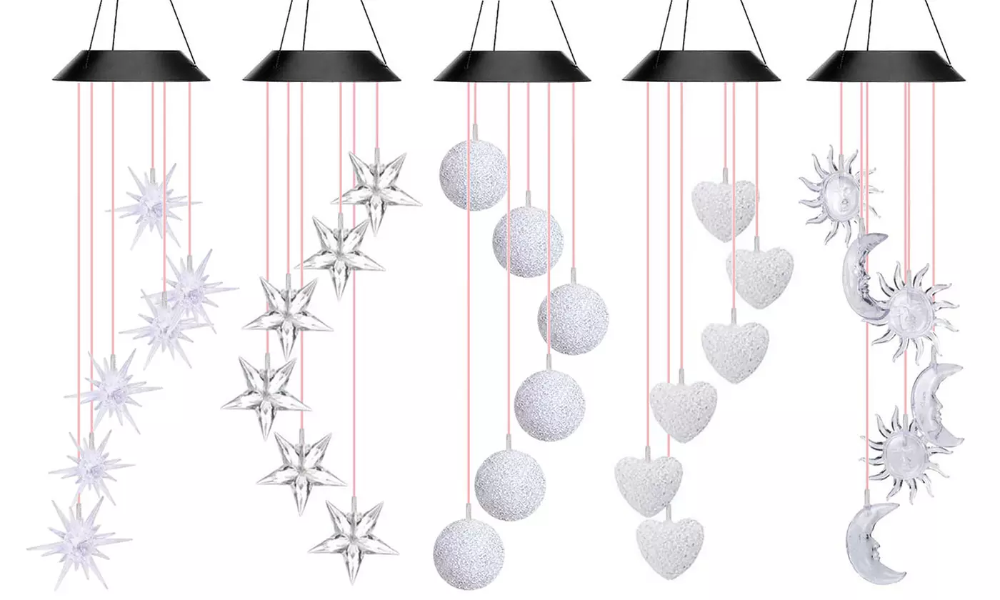 LED Color-Changing Solar Power Wind Chime Night Garden Decoration Spiral Spinner