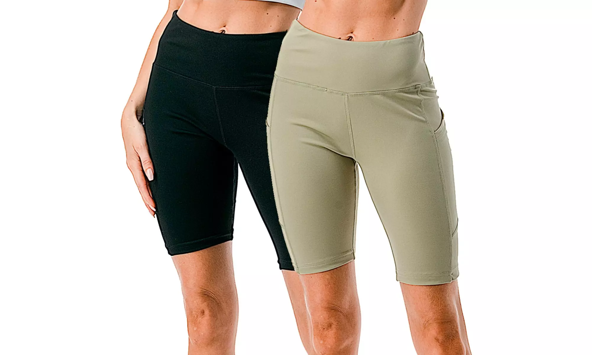 2-Pack Women's Biker Bermuda Shorts High Waisted Tummy Control Leggings 