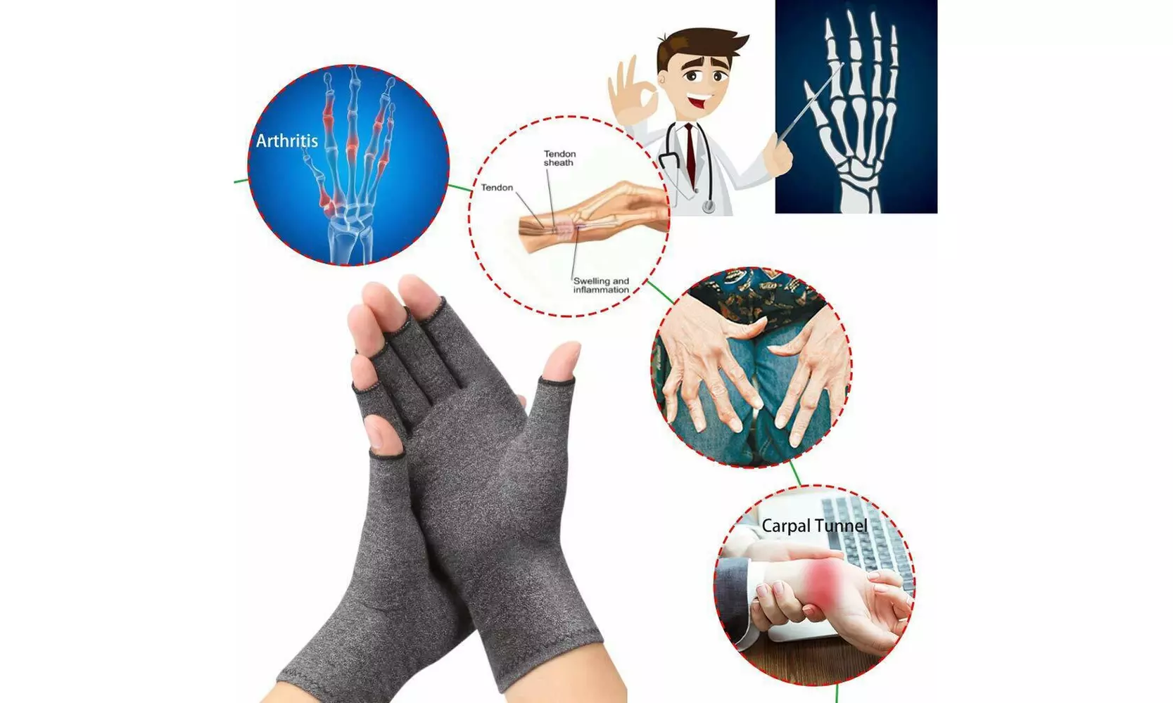 Arthritis Gloves Men, Women Rheumatoid Compression Hand Glove for Osteoarthritis