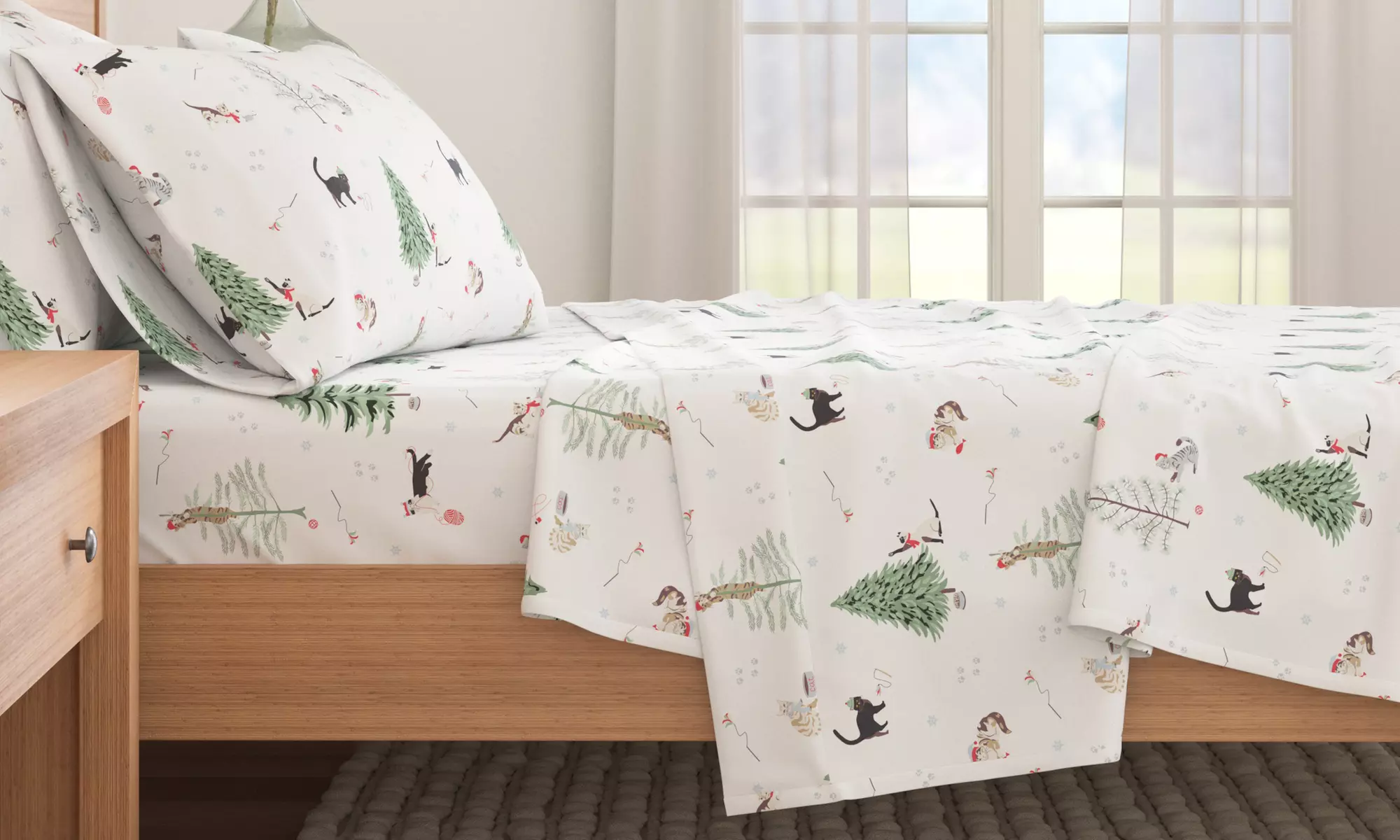 Turkish Cotton Winter-Theme Flannel Sheets Set