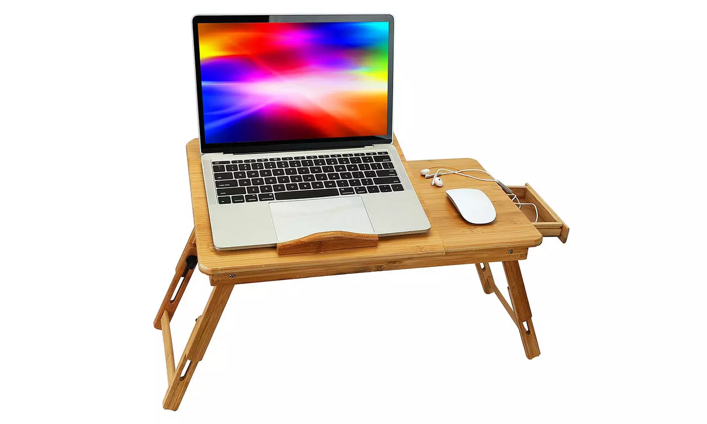 iMounTEK Bamboo Laptop Table Desk Height Adjustable Tilting Top Laptop Stand  - Primary Image