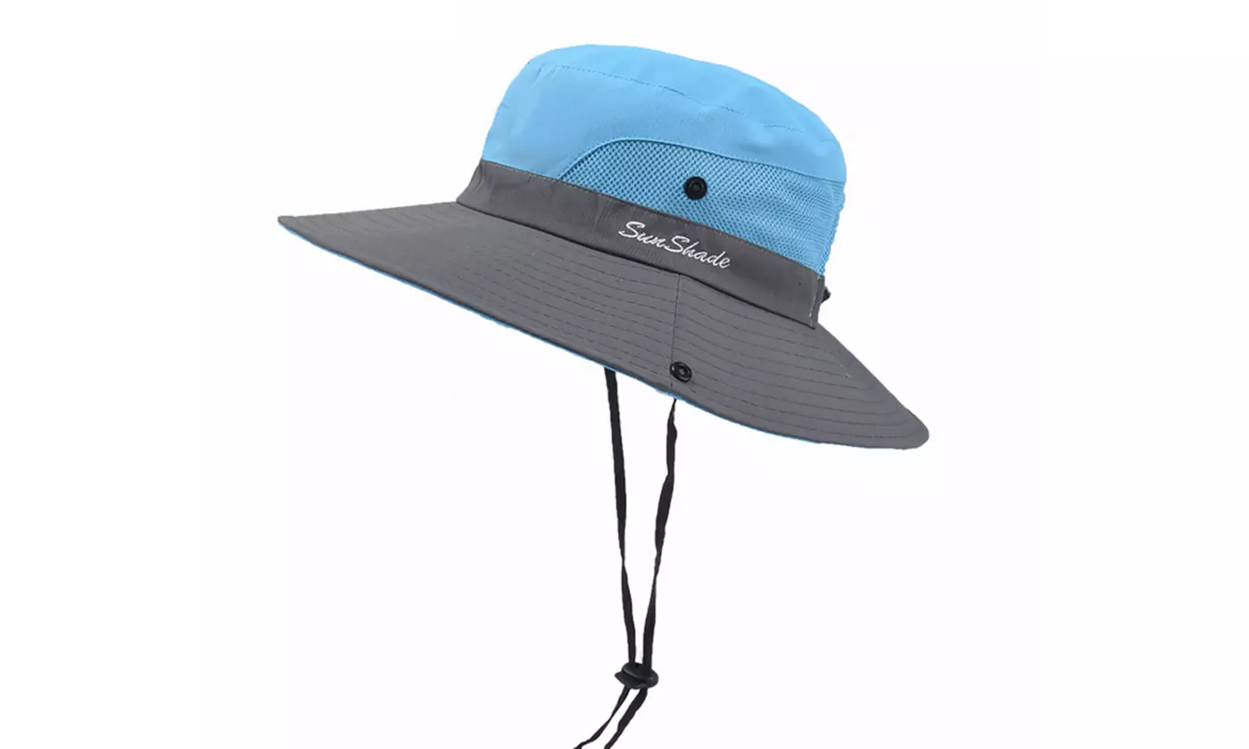 Sun Hat for Women with Wide Brim Ponytail - Beach Hats