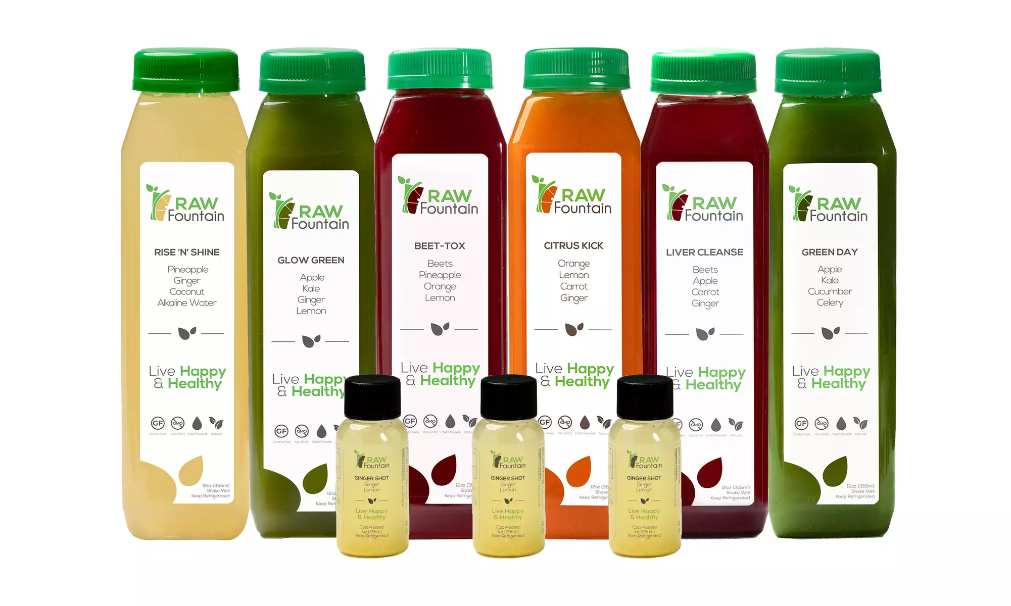 Juice Cleanse Detox - Raw Fountain - All Natural Cold Pressed  - 1 3 5 7 Day