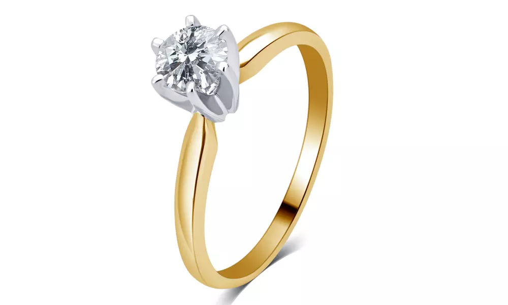 3/4 Cttw Round Diamond Solitaire 6 Prong Ring in 14K Gold-GSOLRD75Y - Primary Image