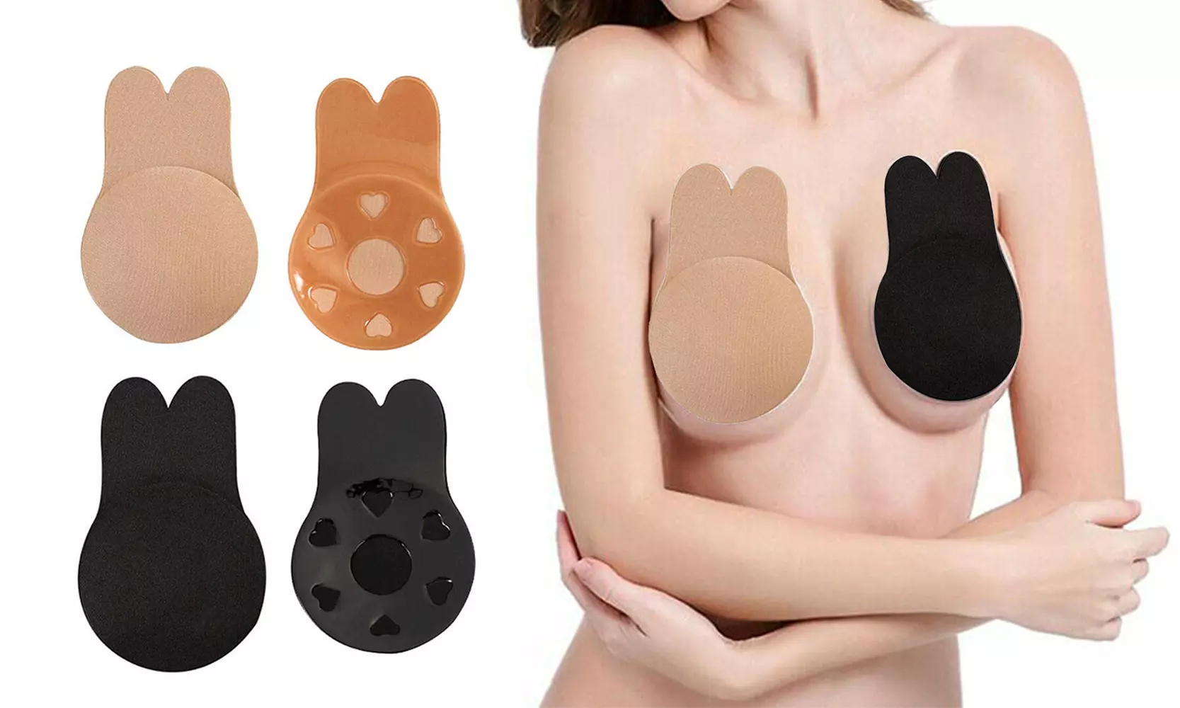 Rabbit Ear Invisible Adhesive Strapless Breathable Lifting Bra (2-Pairs) - Primary Image